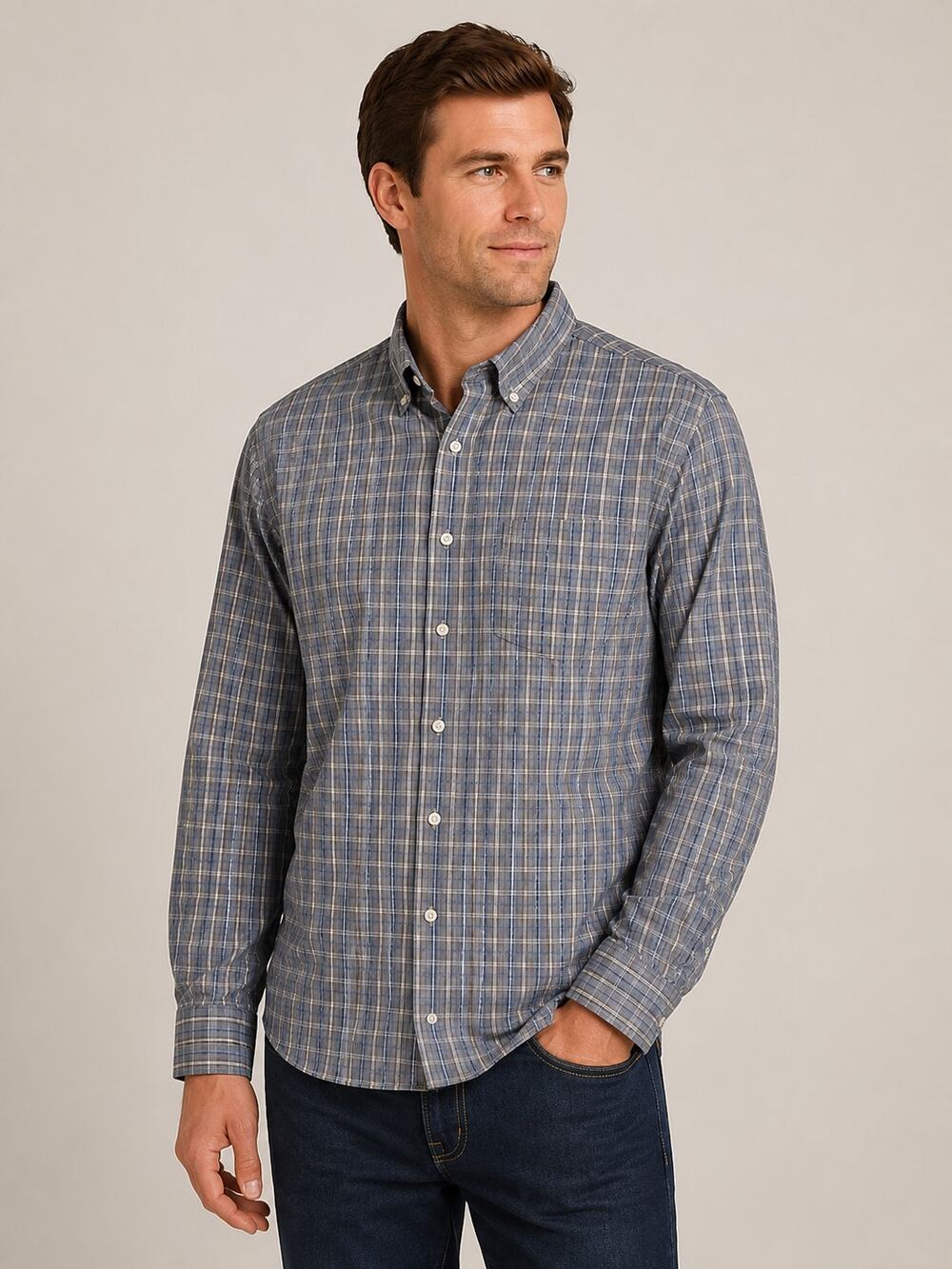 Daniel Cremieux Signature Collection Glen Plaid Button Down Shirt Men’s Medium